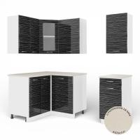 Кухня угловая ТАНГО  №7 ЧЕРНЫЙ СТРАЙП (столеш Берил+сушка+планка)