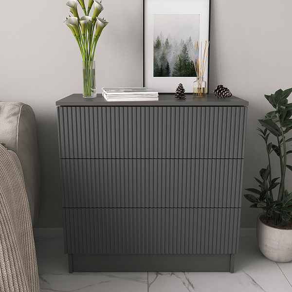 Комод К-54 3 ящ. Эйхория/Серый графит