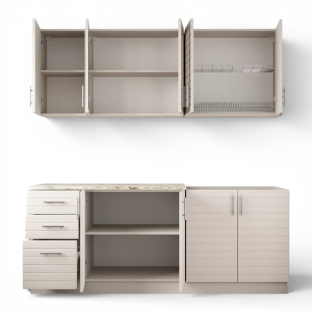 Кухня Комплект №9 Кашемир/Кашемир (столеш Версаль+Сушка+Планка) 2,0м 