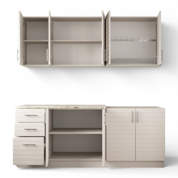 Кухня Комплект №9 Кашемир/Кашемир (столеш Версаль+Сушка+Планка) 2,0м 