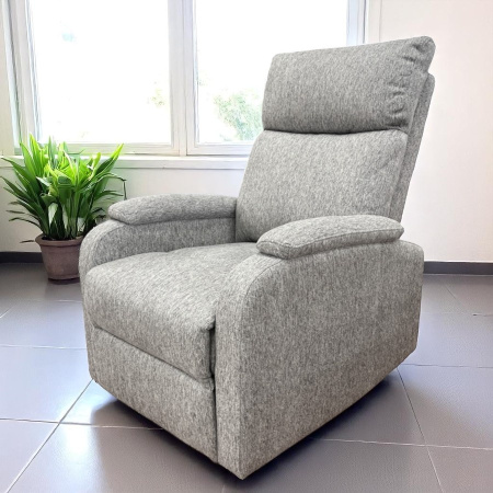 Кресло-реклайнер  YF-S 8025  ткань  белый лен, механич. реклайнер, ручн. управление
