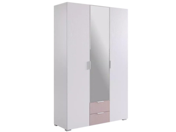 Зефир Шкаф трехдверный 109.02 белое дерево/пудра розовая (эмаль)