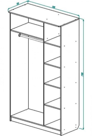 Шкаф ШР-3 3-х створчатый распашной \  дуб выбеленный