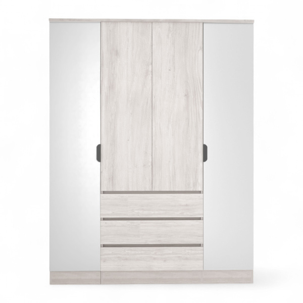 Шкаф ВЕНСЕН Сосна Лофт 4-х дв., 3 ящ, Зеркало / Сосна Лофт 