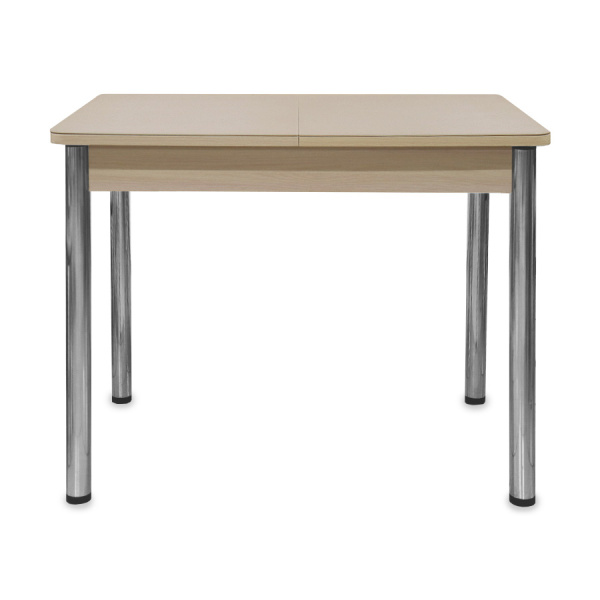 Стол Айсберг-мини СТ,960(1260),ЛДСП Дуб молоч,Стекло Капучино,СОЗВЕЗДИЕ/нога ПРЯМА хром 4