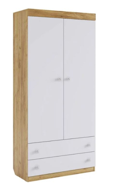 Форсаж Шкаф комбинированный (с ящ. 2-створчатый) (дуб крафт золотой/белый)