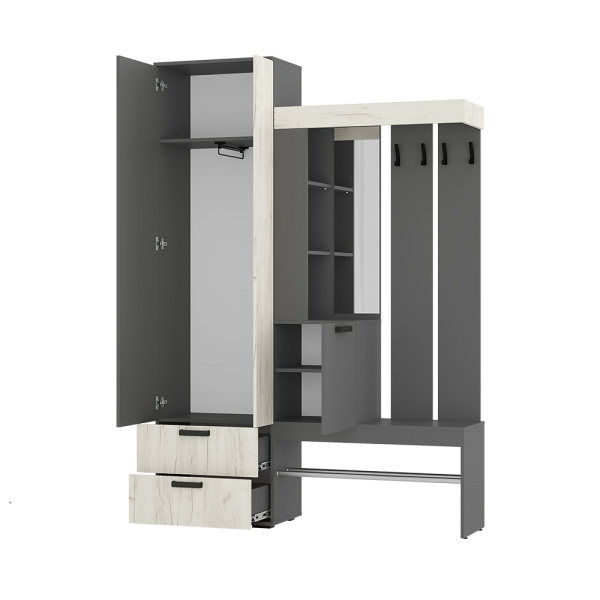 Прихожая Трамп Графит/дуб крафт белый