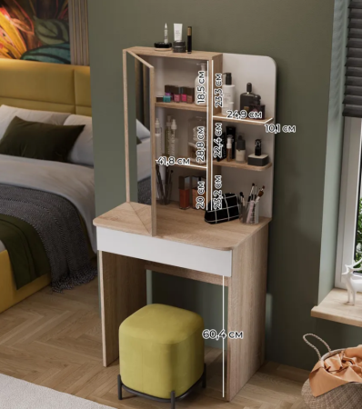 Стол туалетный Майя Дуб сонома/Белый ясень