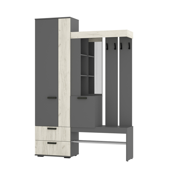 Прихожая Трамп Графит/дуб крафт белый