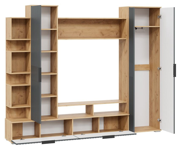 Стенка в гостиную Моника Дуб Крафт / Графит Матовый