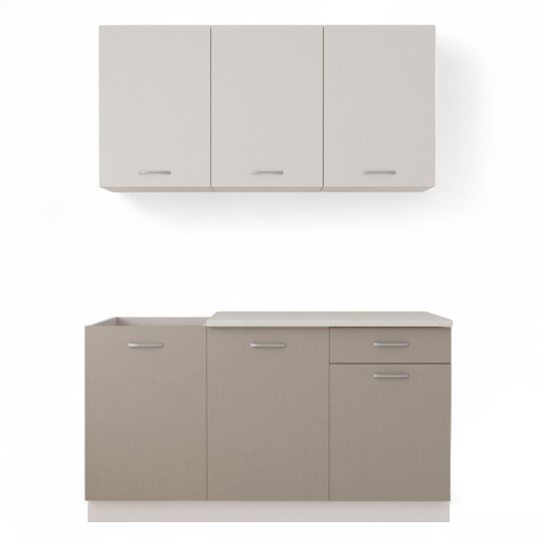 Кухня Комплект №2/1 Кашемир/Дуб Латте/Дуб Мокко(столеш Берилл беж, без мойки)1,5 м