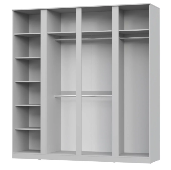 STERN Шкаф 4-х дверный с зеркалом Белый