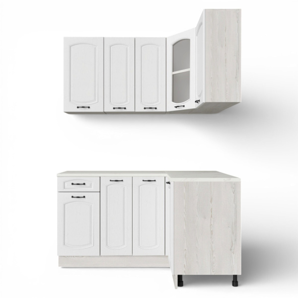 Кухня угловая Равенна Сосна лофт / Дуб светлый (столеш Луанда+сушка+планка) 1,5м