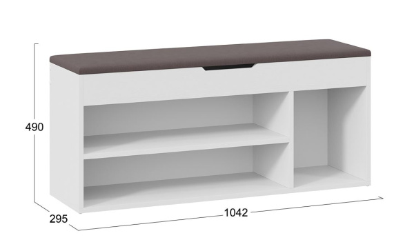 Тумба для обуви Тип 12 белый ясень / велюр серый