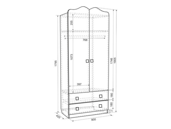 Шкаф комбинированный 2-створчатый Фэнтези