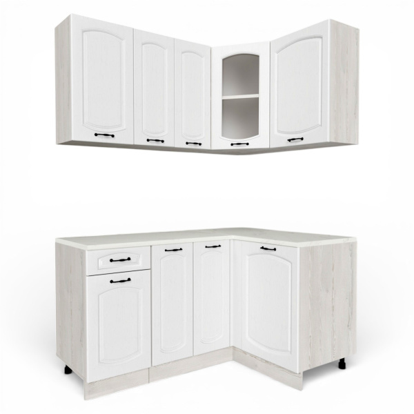 Кухня угловая Равенна Сосна лофт / Дуб светлый (столеш Луанда+сушка+планка) 1,5м