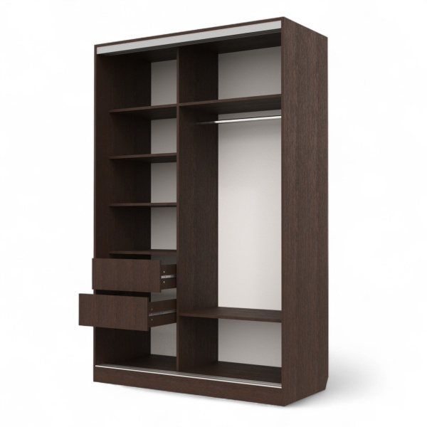 Шкаф-купе Клэр 1400х597х2200 с ящ/венге-хром