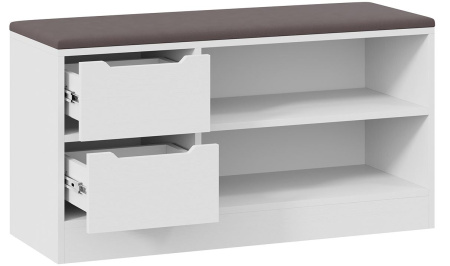 Тумба для обуви Тип 13 белый ясень / велюр серый