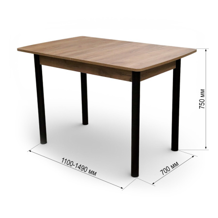 Стол кухонный Уют 3 110(+39)*70*75 Дуб крафт табачный/черный