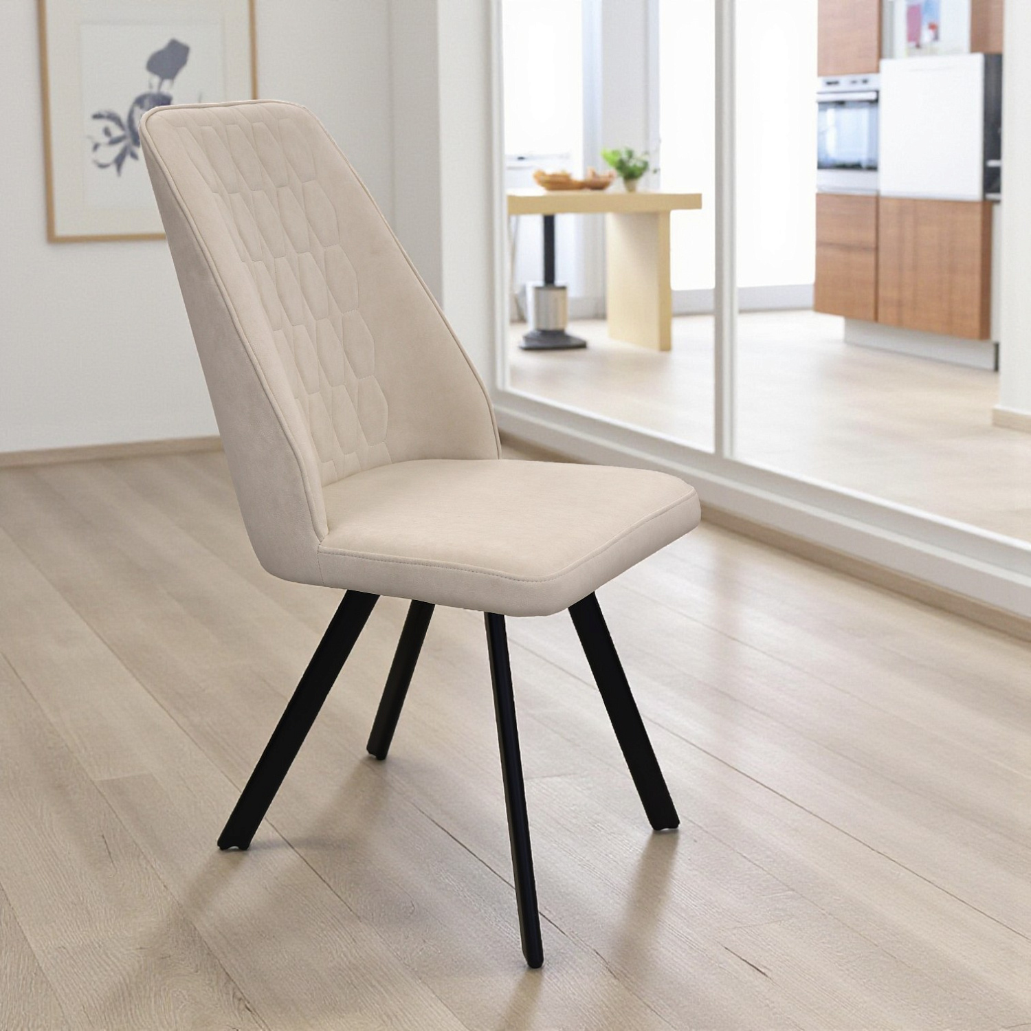 Стул Марсала 2 велюр Бежево- Серый / Черный матовый (Муар)