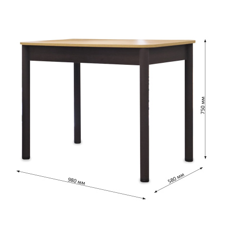 Стол Беседа НЕРАСКЛ 980*580 (Дуб вотан) B1, Опоры КОРИЧНЕВЫЙ+ЛДСП (Бодега темн)