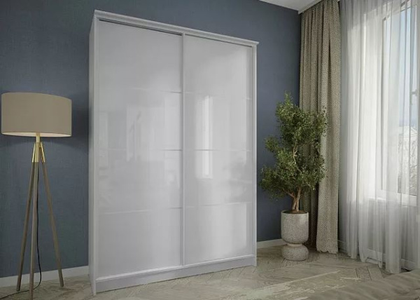 Шкаф-купе Байкал-2 Белый/Белый глянец