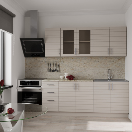 Кухня Комплект №9 Кашемир/Кашемир (столеш Версаль+Сушка+Планка) 2,0м 